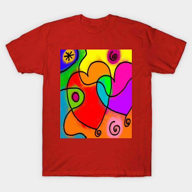 Abstract Hearts Modern Art Design T-Shirt by PaperMoonGifts